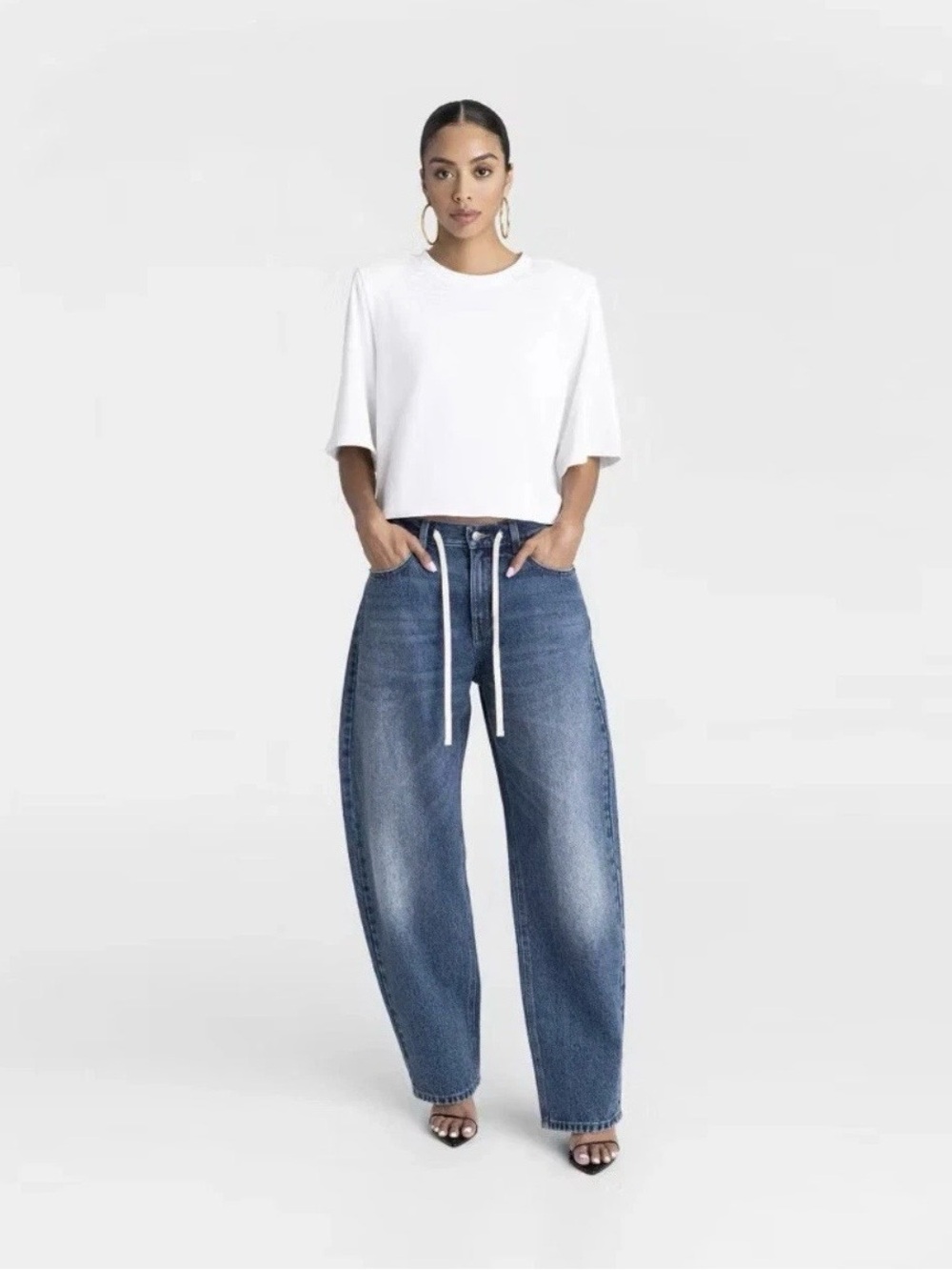 KBB by KAHLANA Women's Mid-Rise Barrel Leg 'The Lynnox Jean' - Dark S4